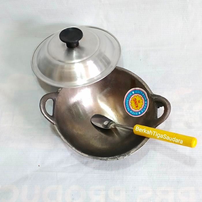 Kuali serabi wajan serabi,kue cucur besi tebal +tutup+1cukilan