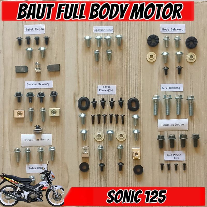 COD Baut Full Set Cover Body Honda Sonic 125 RS Lama / Baut Full Body Honda Sonic 125 RS Lama