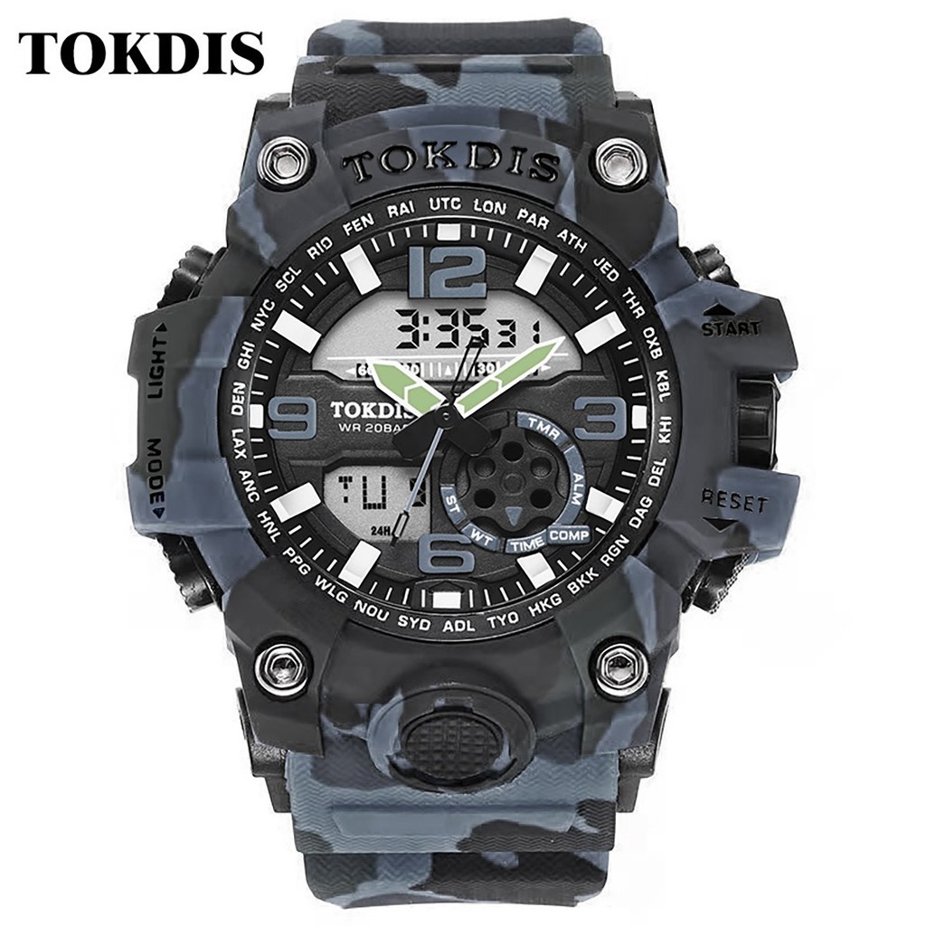 Jam TanganJam Tangan Tokdis T-2361-3 Rubber Loreng Original Double Time