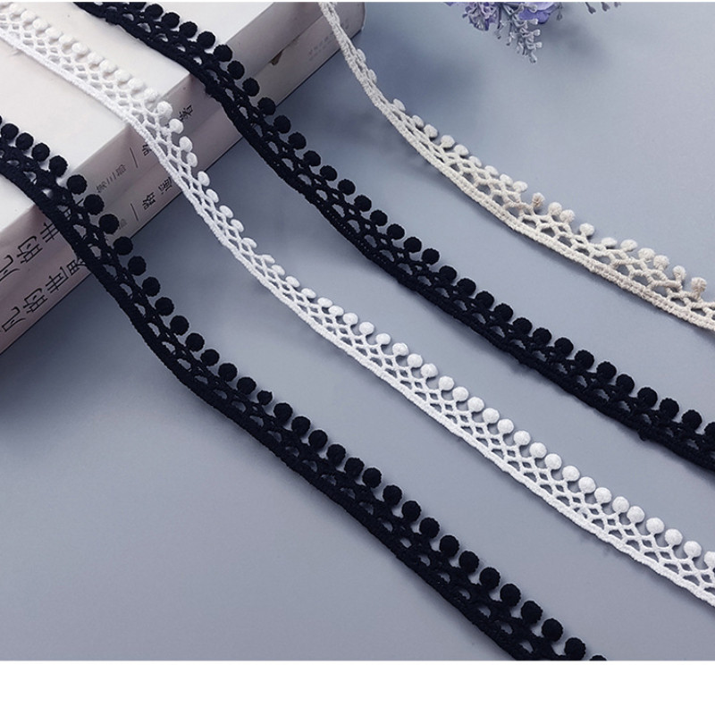

New1cm Fringed Lace Beanie Lace Fabric 5 Yards Black Fabric Applique Trim Embroidery Fabric Ribbon White Eyelet Lace Trim Craft