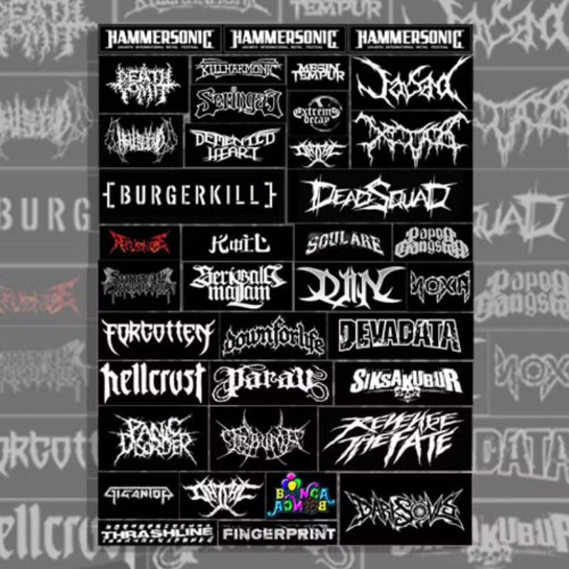 

Sticker Band Metal edisi spesial hammersonic berbahan vinyl premium anti air| isi 1 pack 45 pcs + Bonus|