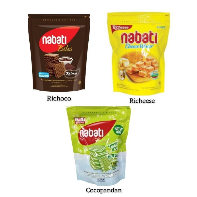 

Richeese Wafer/ Nabati Wafer/ Richoco Wafer/ Nabati bites wafer cocopandan pouchJajan