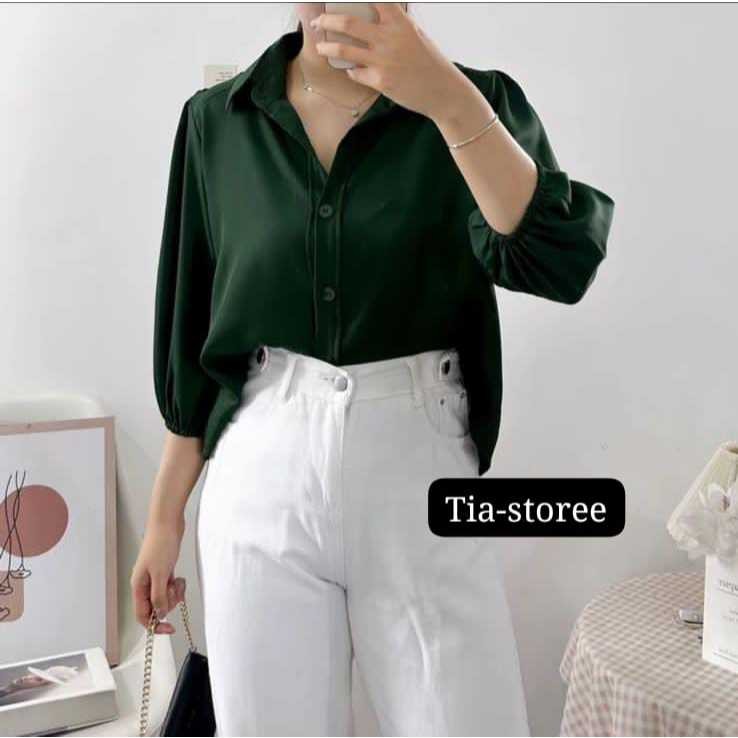 Baju Wanita Atasan Murah Kece Keren / KEMEJA CROP WANITA TERBARU LENGAN PENDEK BAHAN RAYON TWIIL PRE