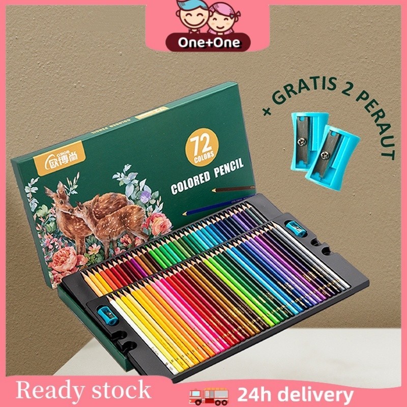 

【Buy 1 Free 2】One+One High Grade Oil Pencil Color Pensil Warna Minyak 48/72/120 Warna
