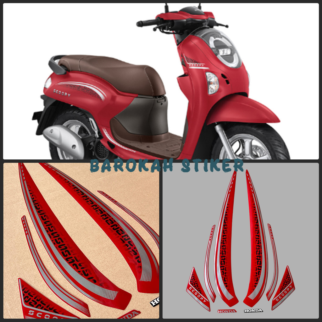 Striping stiker honda scoopy Stylish 2024 2025 Red Merah Doff