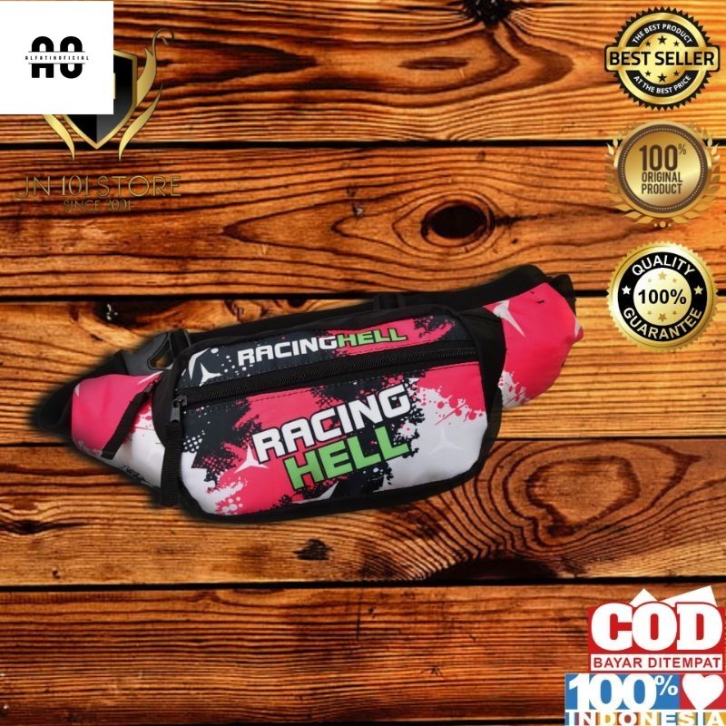 As) COD tas selempang cowok waist bag pria racing hell original murah bahan berkualias Tas Pinggang 