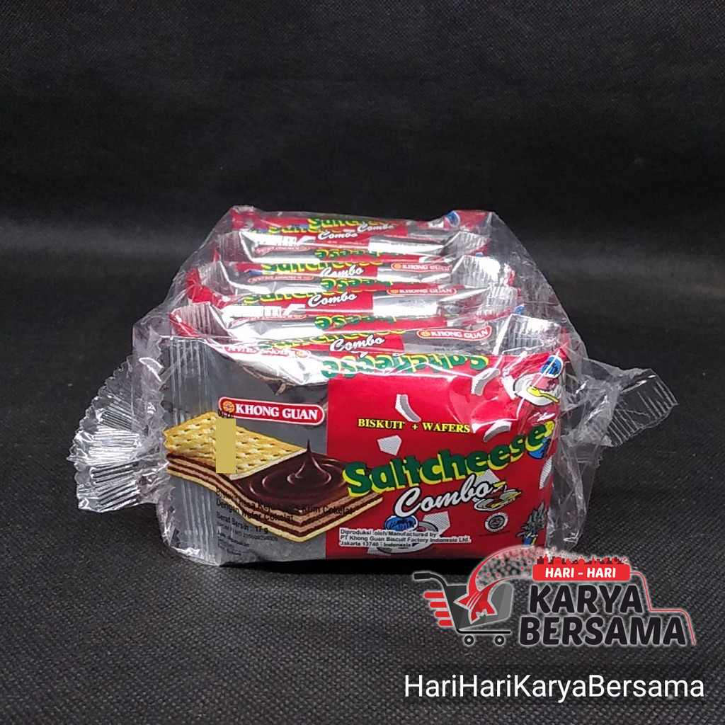 

MAKANAN RINGAN BISKUIT KHONG GUAN SALTCHEESE COMBO CRACKERS WAFERS PACK 10 PCS X 17GR