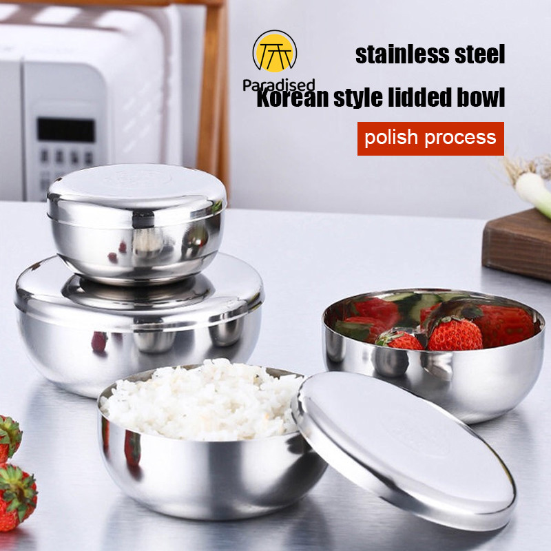 Mangkok Korea Stainless / mangkuk stainless/Kotak Pengawet Makanan Gaya Korea Mangkuk Nasi Dengan Tu