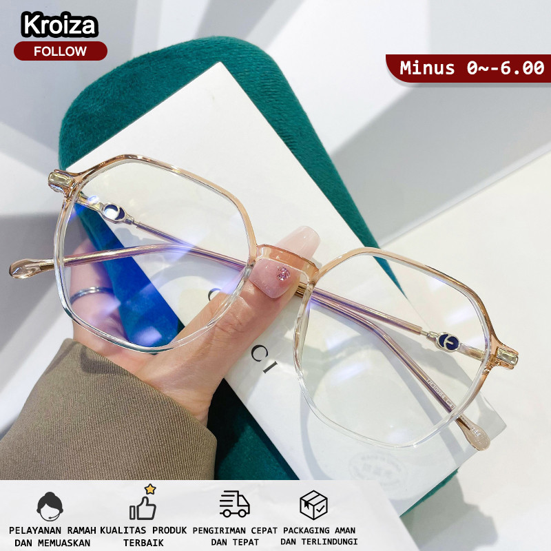 kroiza Kacamata Photocromic Minus Silinder Wanita Pria Frame Anti Radiasi Blueray Kaca Mata Optik
