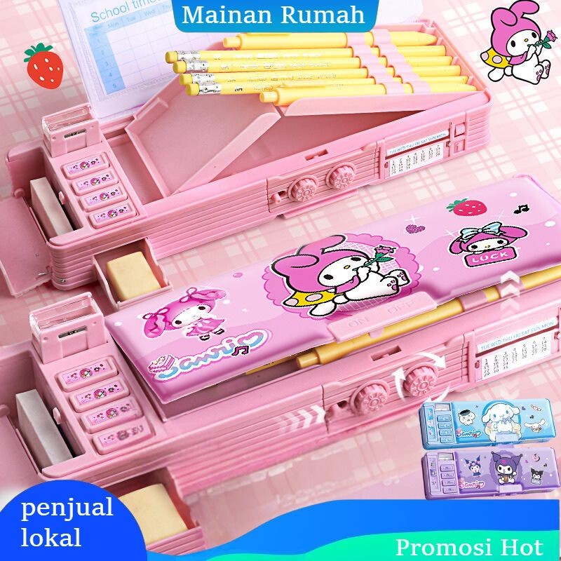 

【Local Delivery 】Gaya Baru Kuromi Kotak Alat Tulis Multifungsi Kunci Kode Perempuan Pensil Sanrio Dua Sisi Bernilai Tinggi Kapasitas Besar+Pena yang bisa dihapus