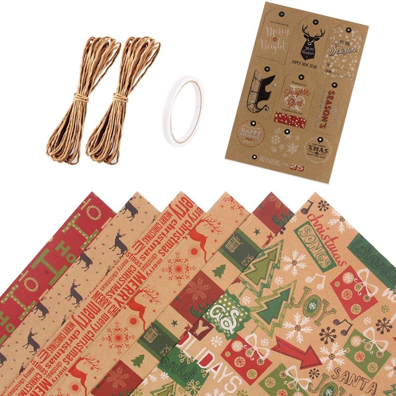 

6 Pack Wrapping Paper Sheets,For Christmas Birthday Party Wrapping Paper Set Gift Wrap Papers
