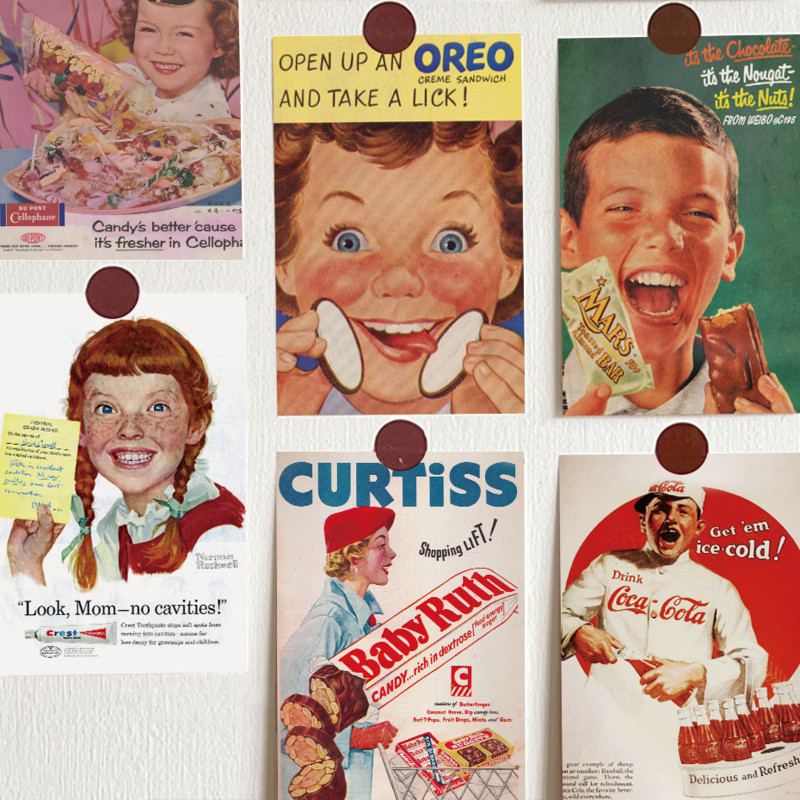 

Ins American Vintage Advertising Postcards Cute Photo Props Home Decor Bedroom Background Wall DIY Decorative Card 10 Sheets