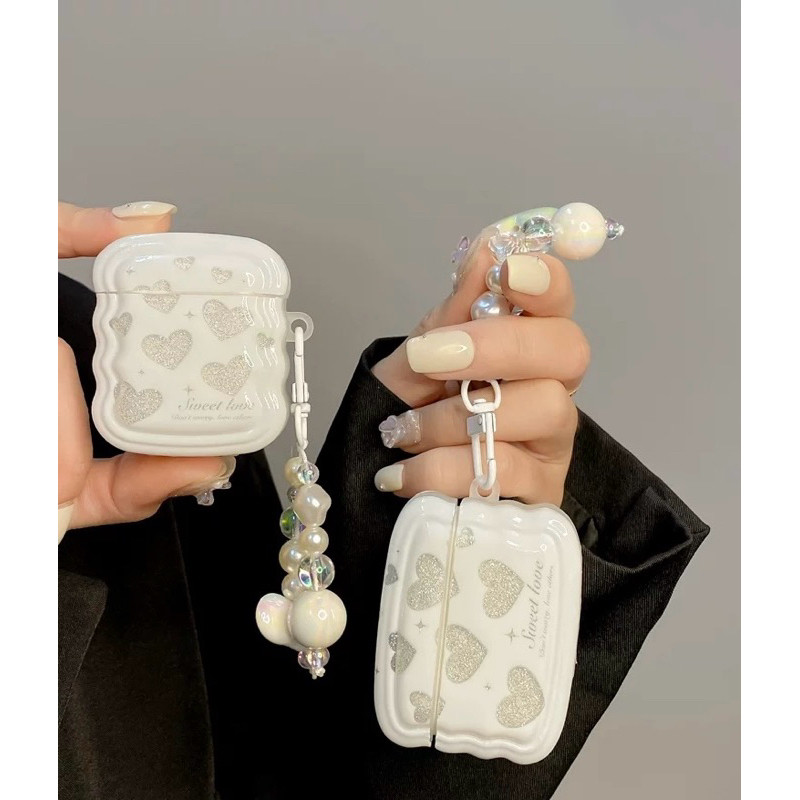 PROMO Snow Glitter Heart Softcase for Airpods 1 2 Pro 3 Case Airpods Inpods TWS