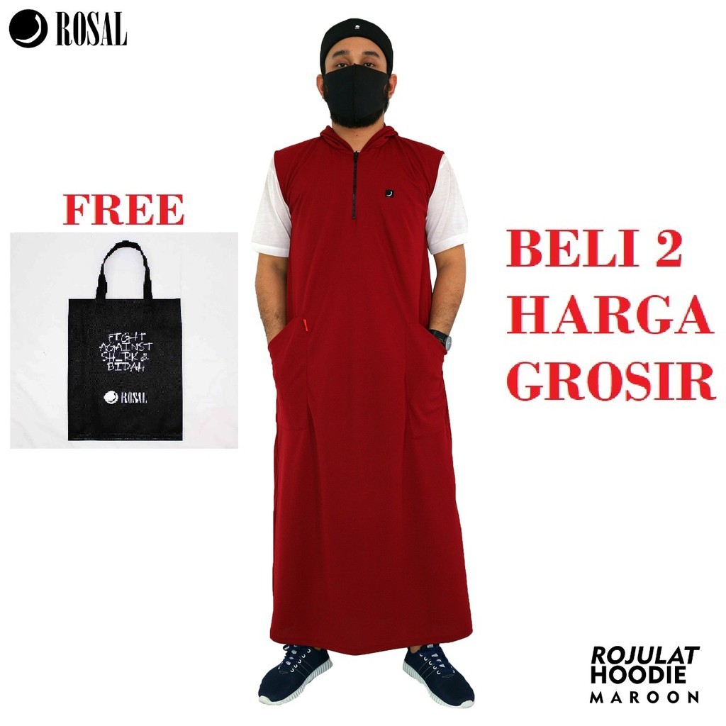 Rojulat Hoodie / Rompi Jubah / Rosal / Rompi Sholat / Rompi Shalat / Rosal Hoodie / Jubah Hoodie