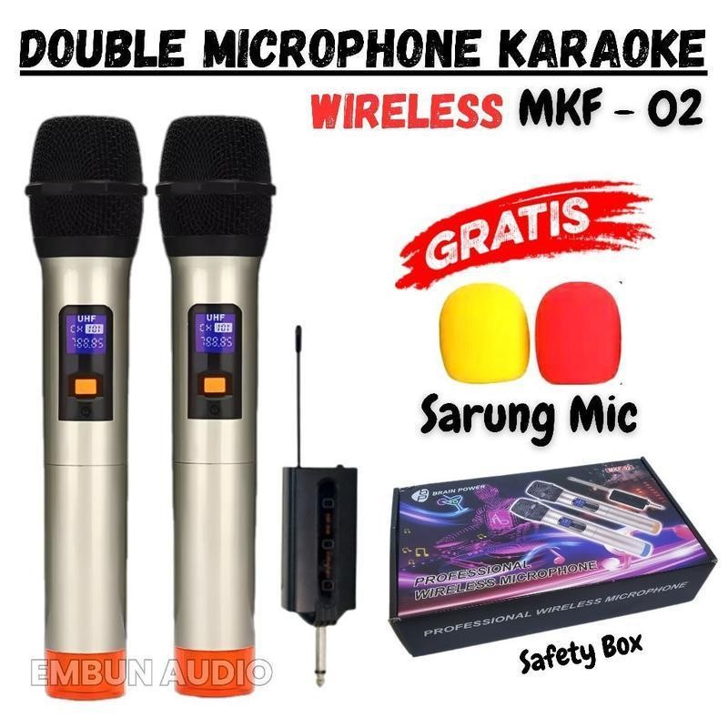 DOUBLE MIC Profesional Wireless Microphone  2 MIC KARAOKE TANPA KABEL brain power Dua Satu Store