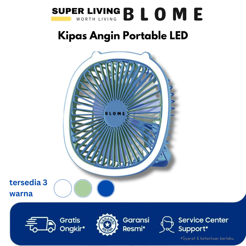 Super Living - BLOME Kipas Angin Mini Portable Kipas Angin Kecil Lampu LED Kipas Gantung Wireless