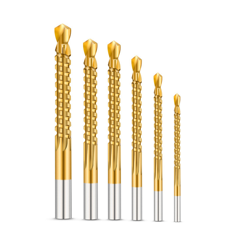 Kaiyo Bor Shank Bulat Set 6 buah Bor Gergaji Lurus Shank Bor Putar Bor Alur Kayu