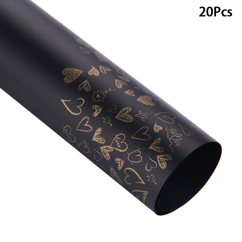 

20Pcs Love Pattern Flower Wrapping Paper Translucent Waterproof Bouquet Packaging Paper Wedding Party Florist Packing Material