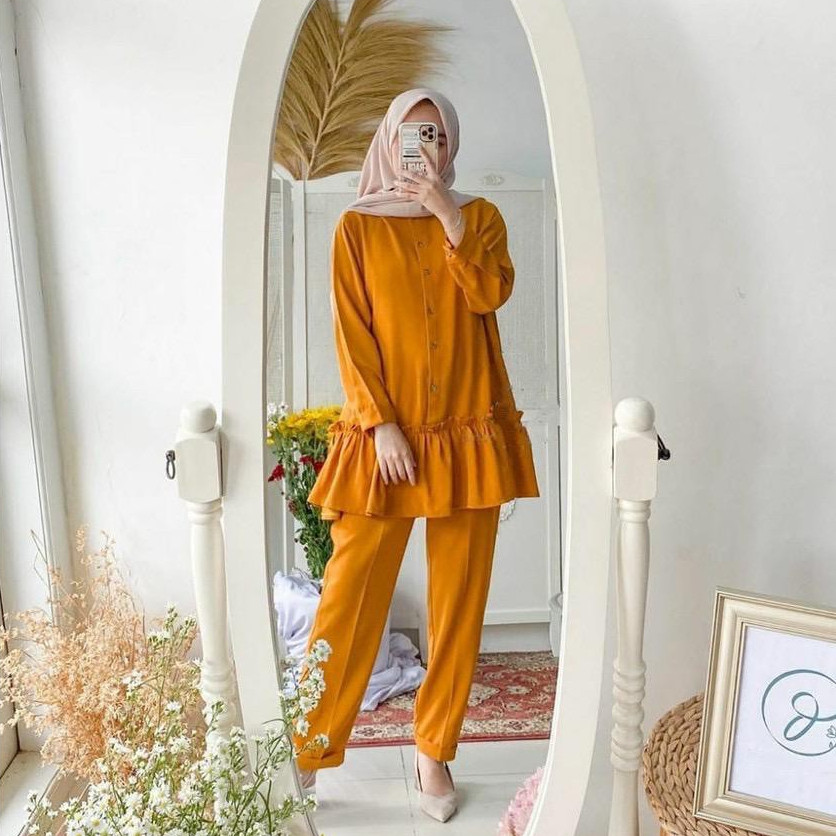 Setelan Wanita Polos Mosscrepe Deyasha Sasa Daily Set Violetta One Set Nadhifa.Grosir