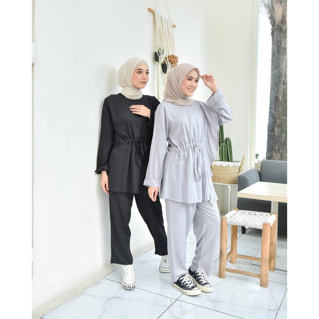 Setelan Wanita Polos Mariska One Set Moscrepe Nadhifa.Grosir