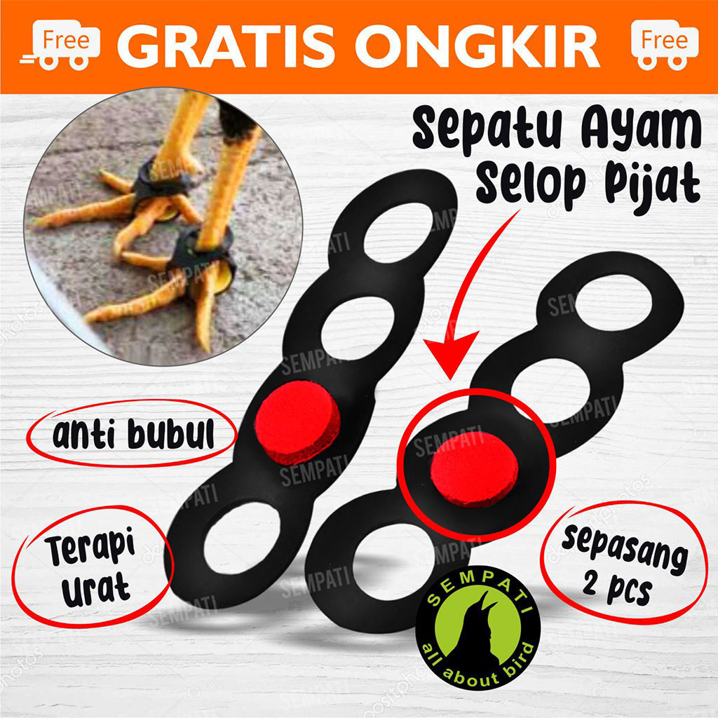 SEMPATI Sepatu Ayam Sepatu Selop Anti Tubug Bahan Karet Alas Kaki Ayam Bungkus Bubul Kaki Ayam Jago 