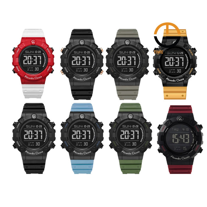 JAM TANGAN PRIA ALEXANDRE CHRISTIE DIGITAL AC9388 AC 9388 MHR RUBBER