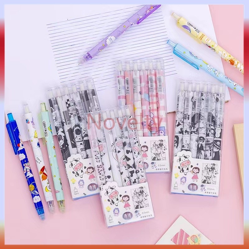 

Novelty Pena gel mekanis pola kartun yang dapat dihapus 1 kotak isi 6 / pena gel tinta biru-0,5