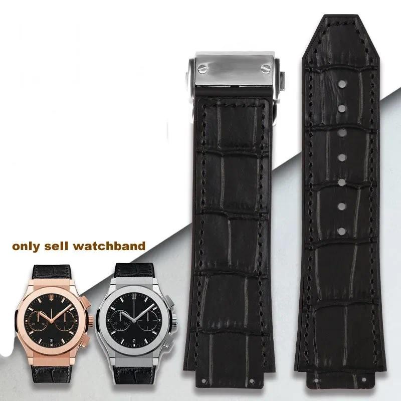 Watchband for HUBLOT BIG BANG 26*19mm Waterproof Men's Watch Strap Chain Watch Rubber Genuine Leathe