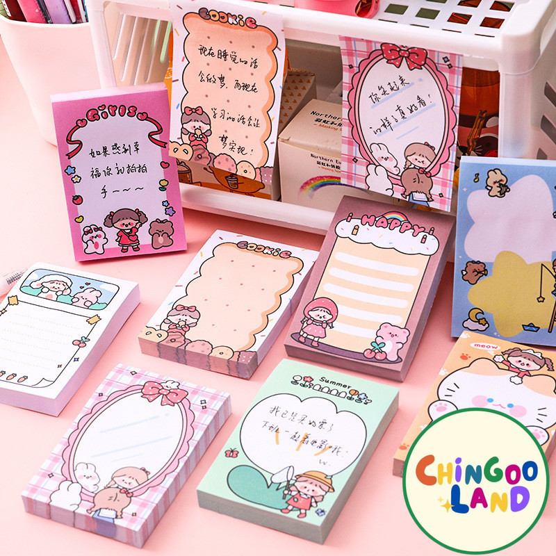 

Chingooland Sticky Notes Girl Kartun Cute Memo Kertas Penggingat Notes Buku Lucu Premium