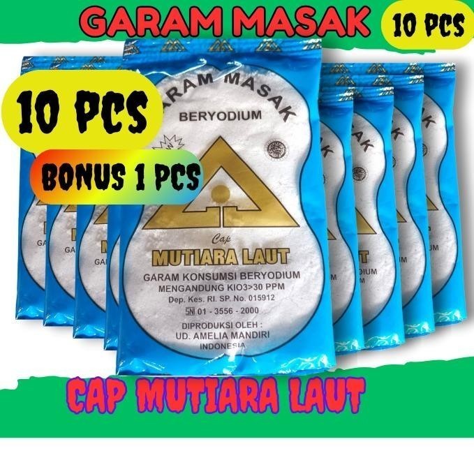 

10 Pcs Garam Dapur Beryodium Paket Cap Mutiara Laut - Cap Lima Lima