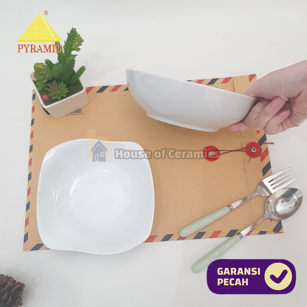 PYRAMID Mangkok Putih Polos Cemilan Mangkok Bulat Soup Cantik Polos Putih Aesthetic