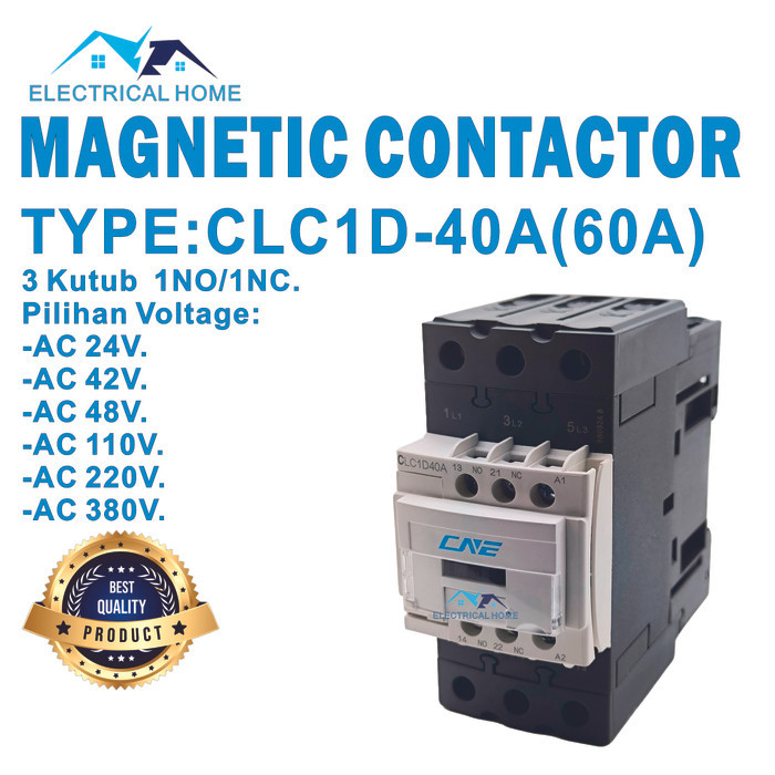 Contactor Kontaktor CLC1D-40A(60A) 3 Kutub .