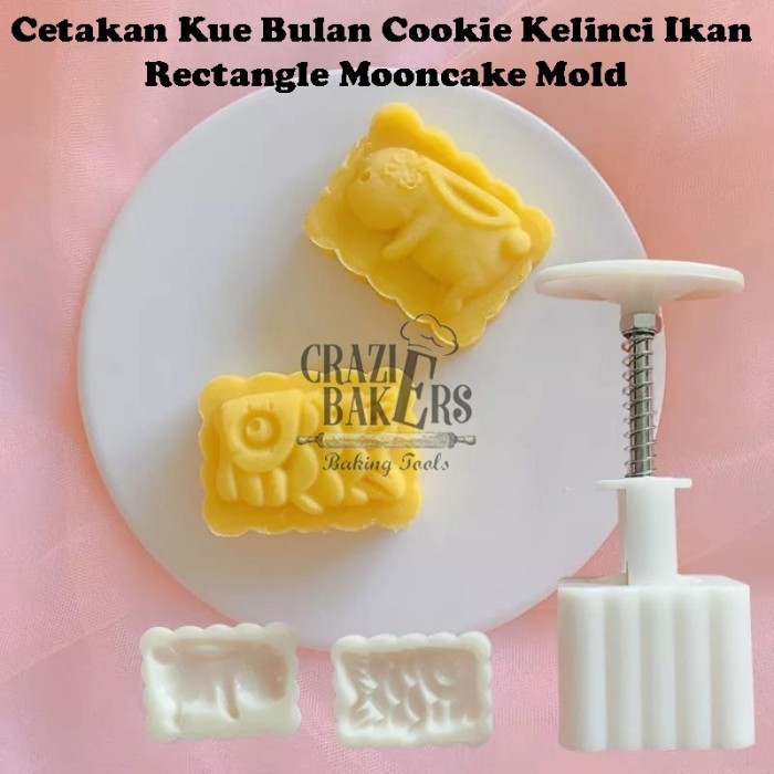 Cetakan Kue Bulan Cookie Kelinci Ikan Rectangle Mooncake Mold