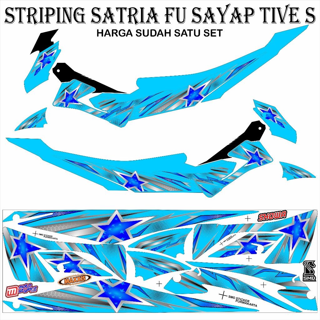 STRIPING VARIASI STICKER SATRIA FU SAYAP TIVE S MOTIF BINTANG