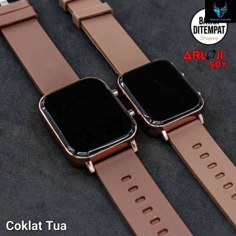 JAM TANGAN PRIA WANITA CEWEK LED WATCH RUBBER WARNA TOP QUALlTY