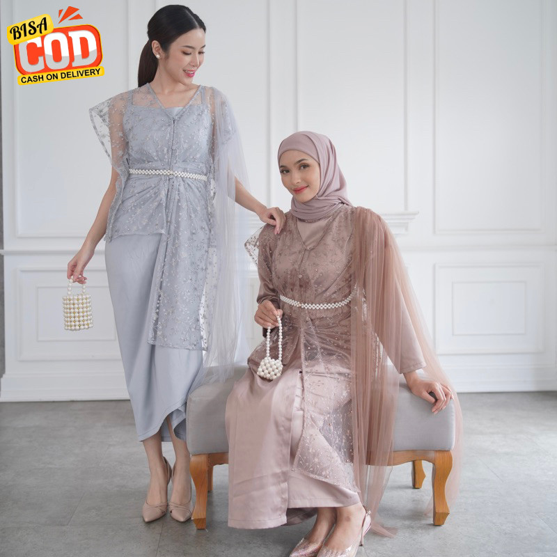 Amaryllis Set by NAMÈLIS - SUDAH SATU SET DAN FREE BELT Outfit Dress Set Hijab Non Hijab untuk Pesta