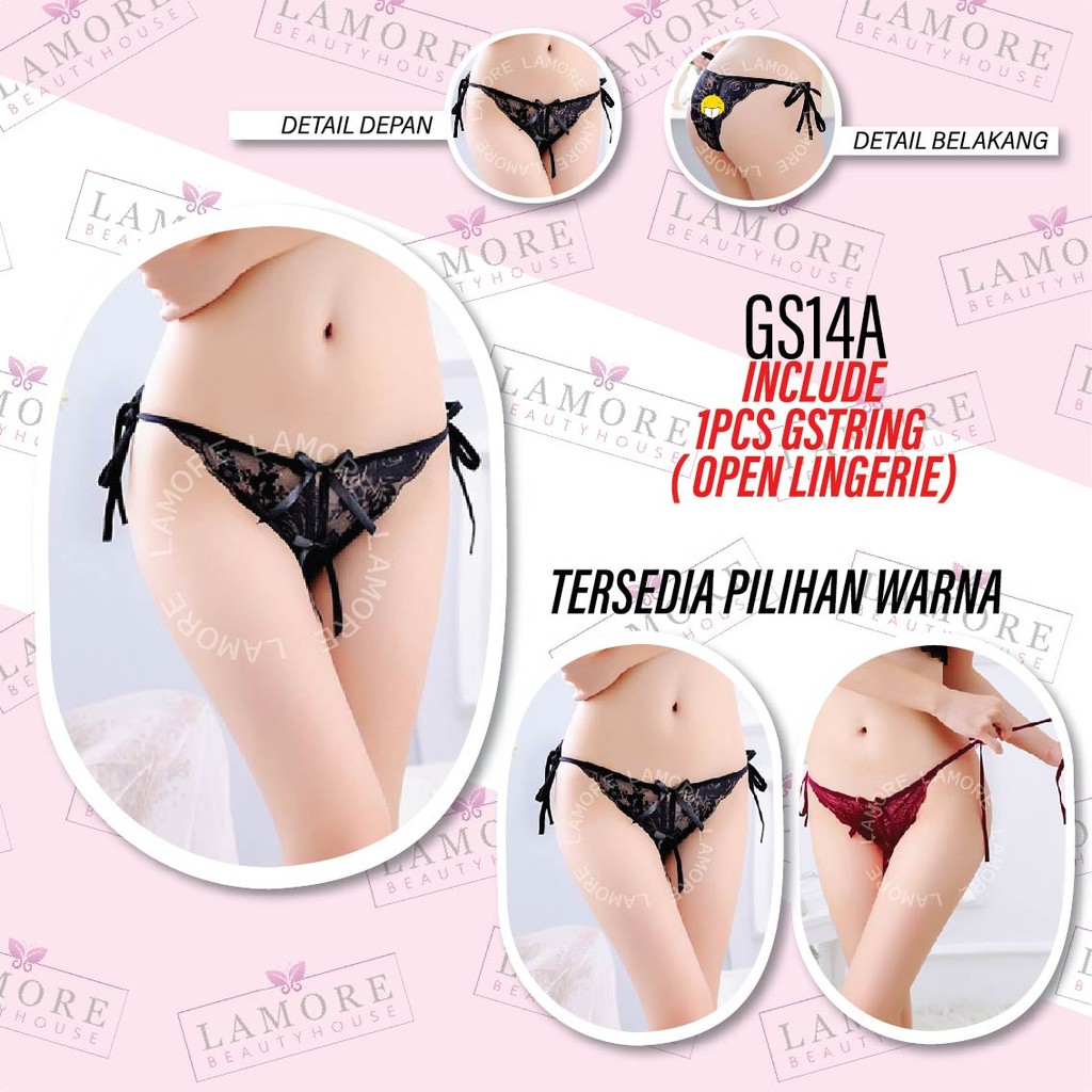 G String Ikat Tali Underwear Wanita Celana Dalam Lace Brokat Hitam Gs14A