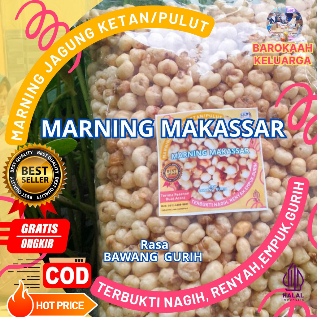 

MAKARONI JAGUNG MARNING SULTAN/ JAGUNG MARNING KETAN PUTIH 100 GR, 250 GR 500 GR, 1KG GURIH BAWANG TERBUKTI RENYAH BANGET