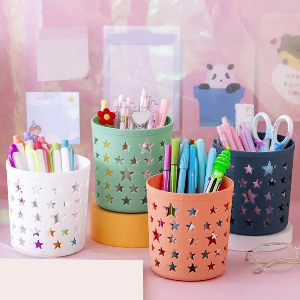 

Creative Hollow Stars Pen Pencil Pot Holder Pen Container Multifunctional Large Capacity Cylinder Desk Hollow Stars Pencil Pot