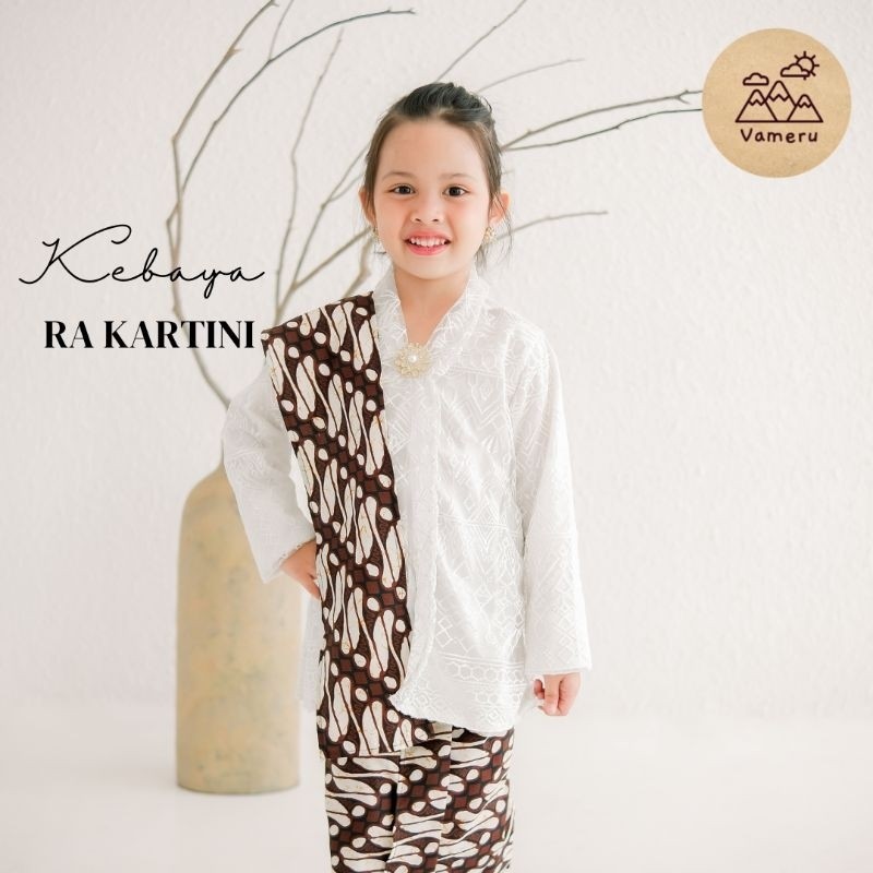 KEBAYA KARTINI ANAK BROKAT PUTIH PAKAIAN ADAT JAWA COSPLAY IBU KARTINI VAMERU