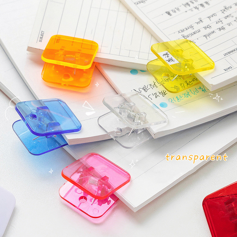 

5pcs Candy Mini Square Clips Transparent & Solid Color Page Holder Paper Clip for Memo File Magazine Household A6794