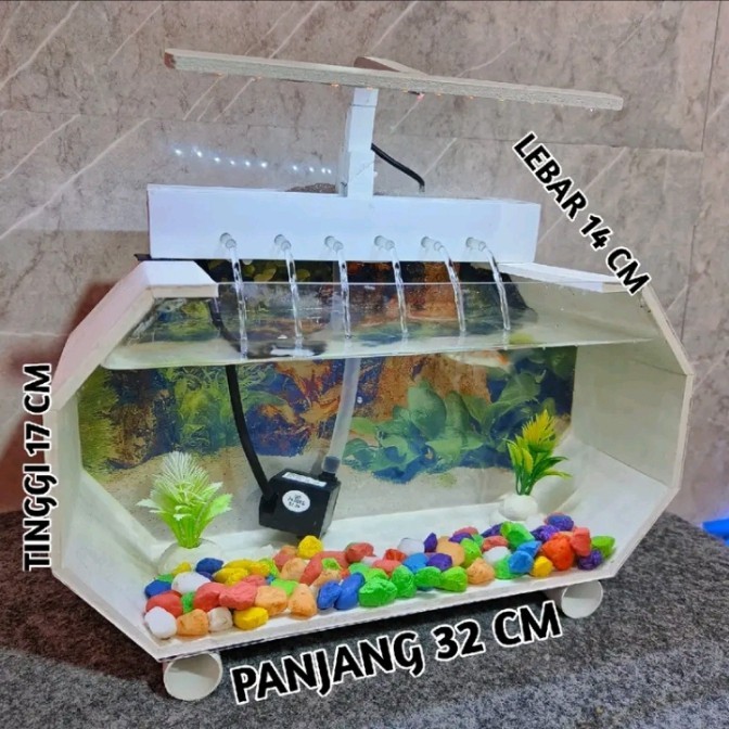 Aquarium Mini Fullset Akuarium Ikan Hias Akrilik