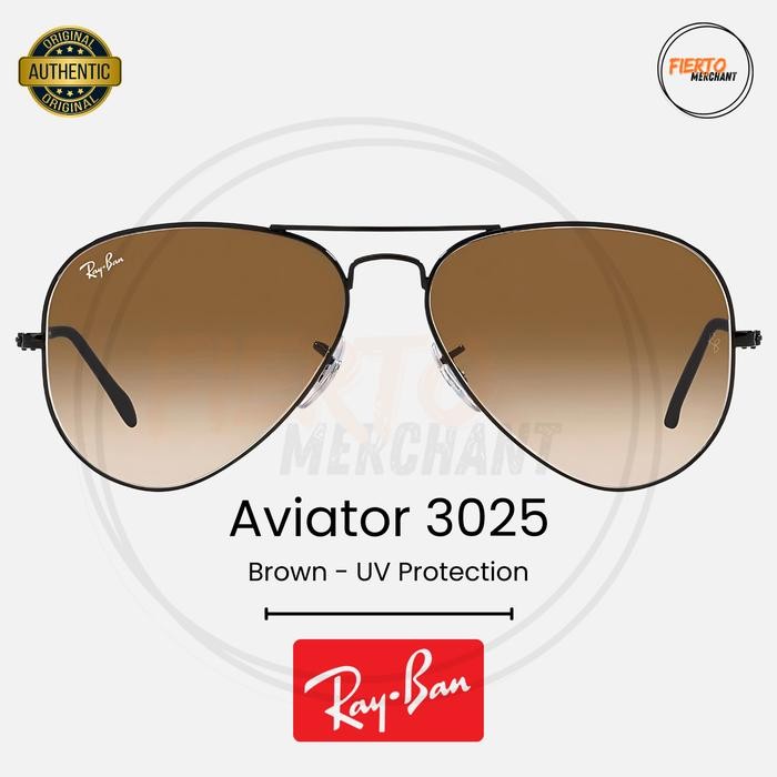 Kacamata Rayban Aviator 3025 Ori/Original Coklat/Brown Sunglasses Anti UV Protection