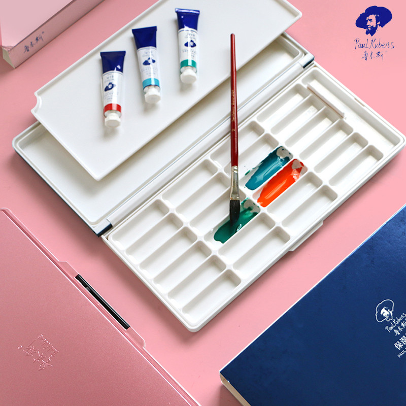 

Paul Rubens 24 Grids Watercolor Moisturizing Palette Gouache Acrylic Paint Storage Fine Plastic Tray Box for Art Supplies