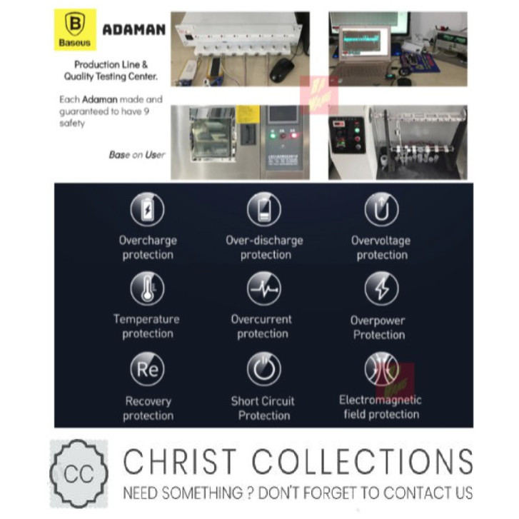 BEST -BASEUS POWERBANK ADAMAN 20000MAH FAST CHARGING 22,5W PD QC4.0 - HITAM-20000MAH