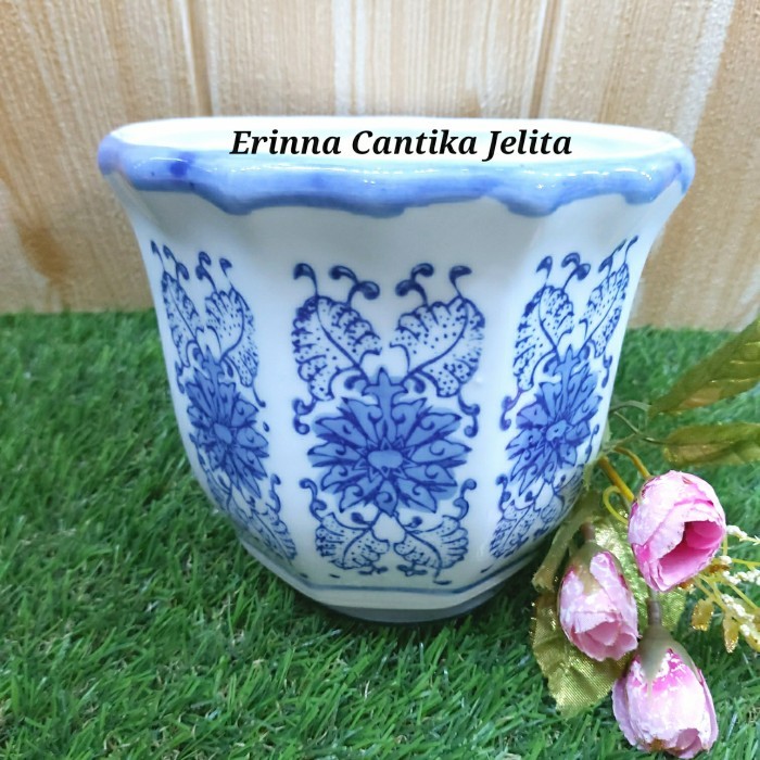 Pot Bunga Keramik Cina Antik /Pot Tanaman Vintage /Pot Taman Medium