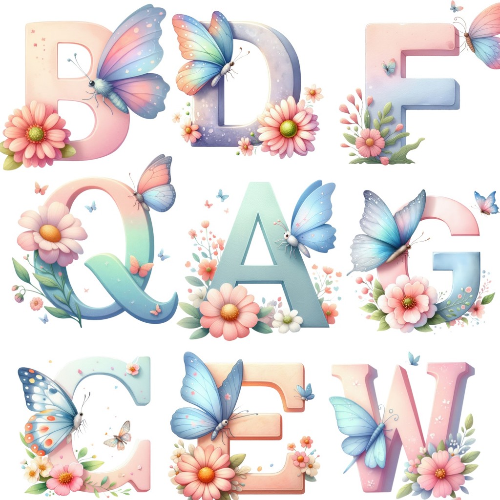 

Stickers 26pcs Cartoon Butterfly Flower Alphabet Hand Account Decoration Waterproof Material Mobile Phone Sticker Stationary