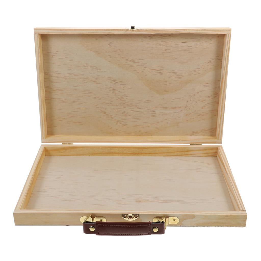 

Portable Wooden Lightweight Sturdy Paint Box Artist Case Empty Khaki Drawing Tool Storage Wooden Drawing Case Sketch Paper