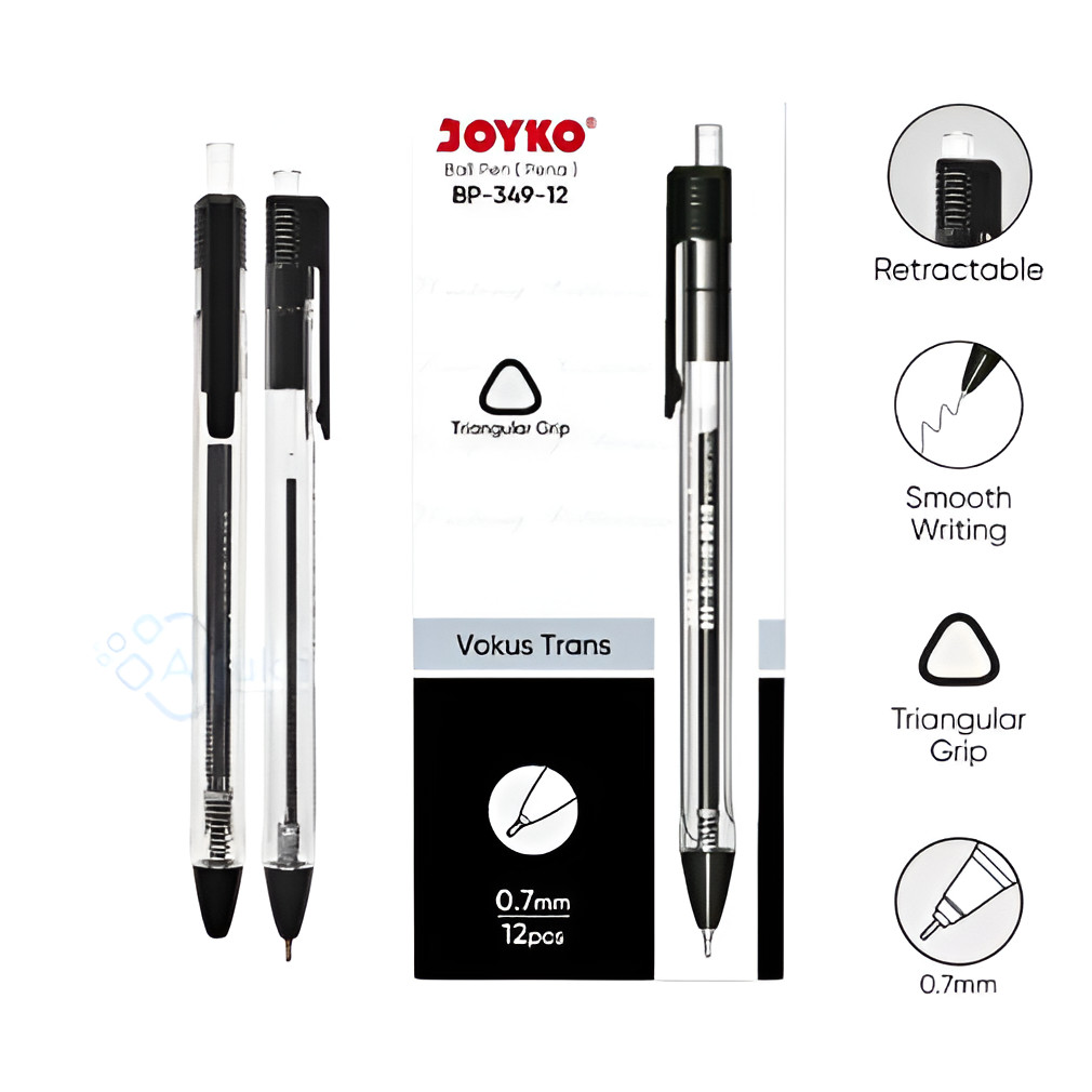 

(12pcs) Ball Pen Pulpen Pena Joyko BP-349 Vokus Trans 0.7 mm Hitam