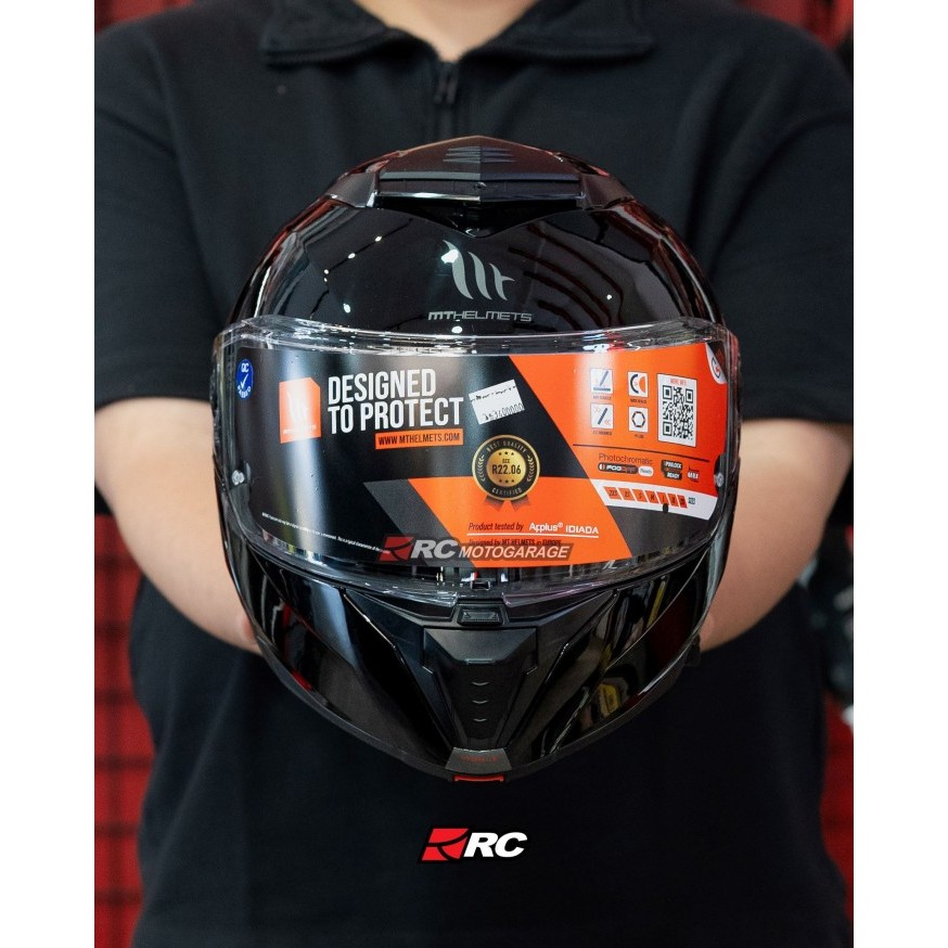 Helm Motor Modular - MT Helmets Atom 2 SV A1 Black Gloss Original